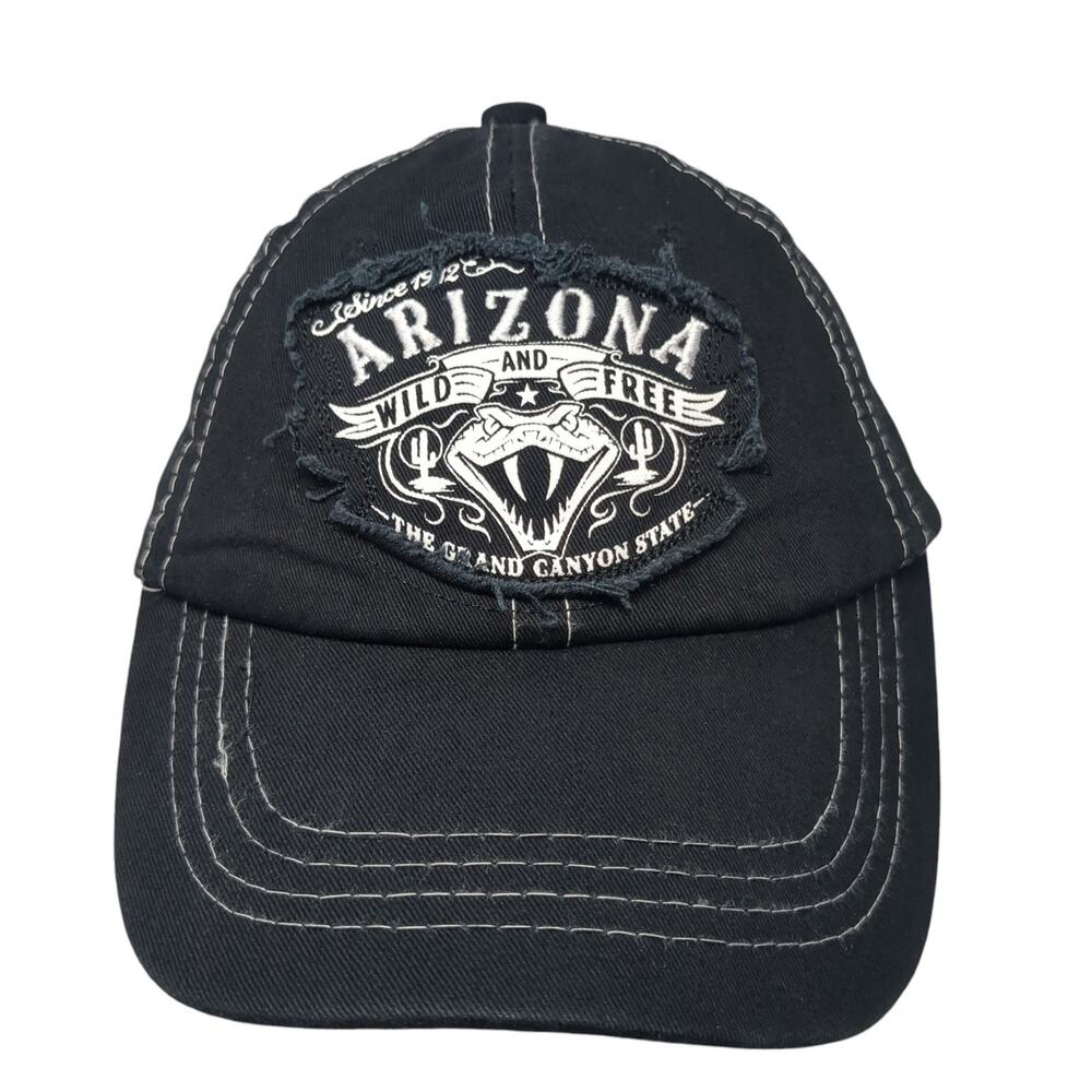 Arizona Wild And Free The Grand Canyon State Baseball Cap Black OS Distressed
